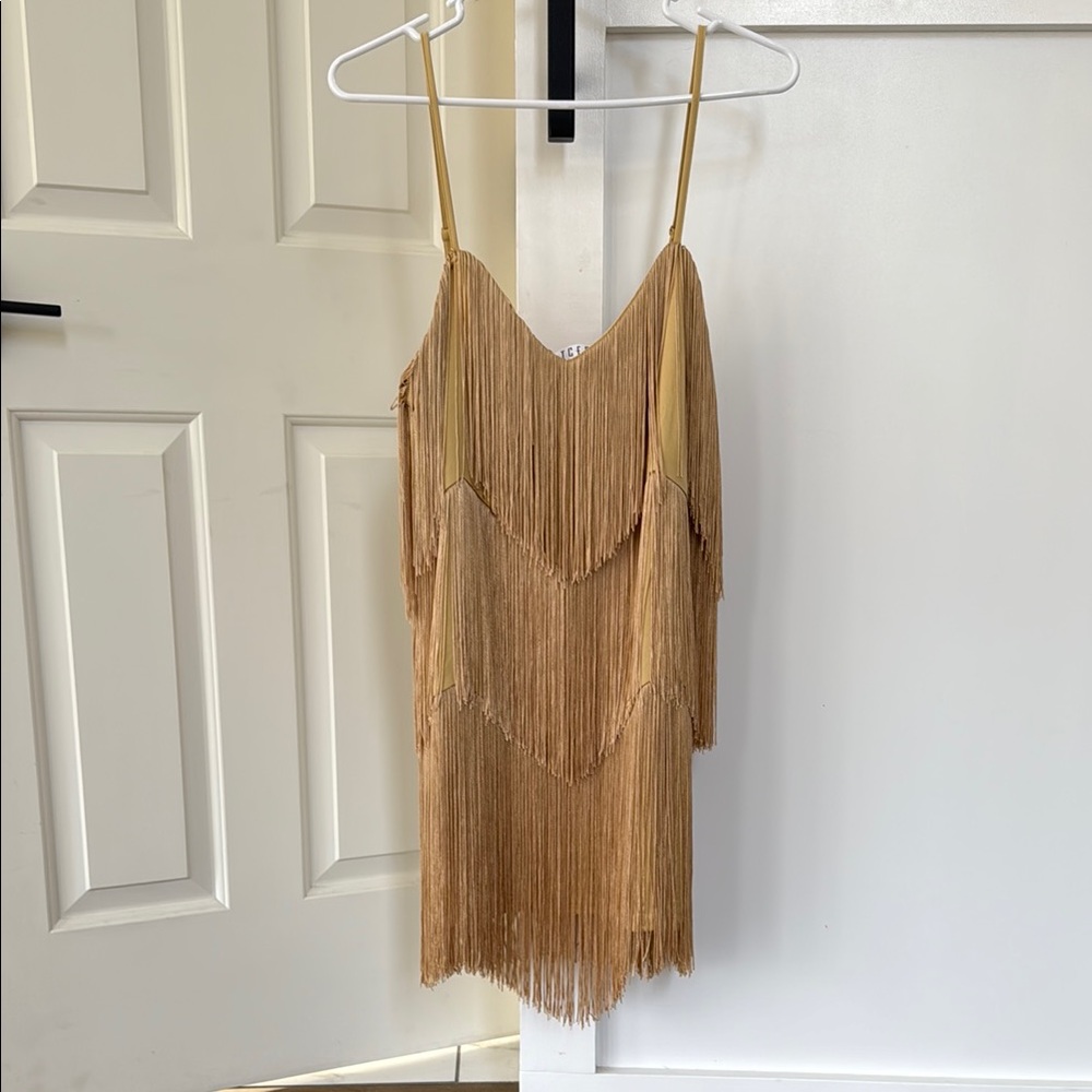 VICI Elegant Gold Fringe Dress